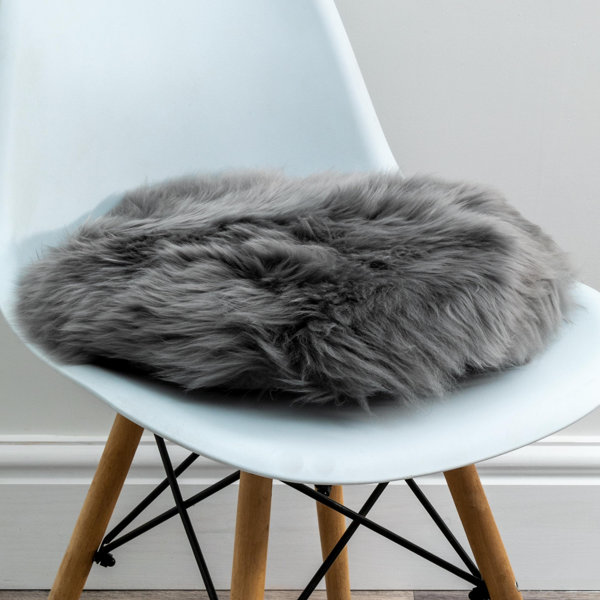 Ivory mongolian faux hot sale fur chair cushion